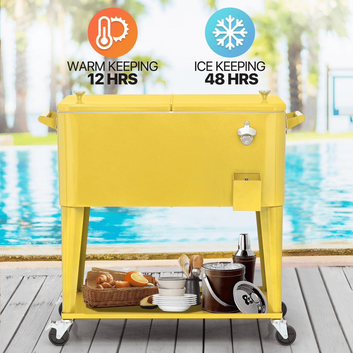MADOG 80 Quart Rolling Ice Chest Cart