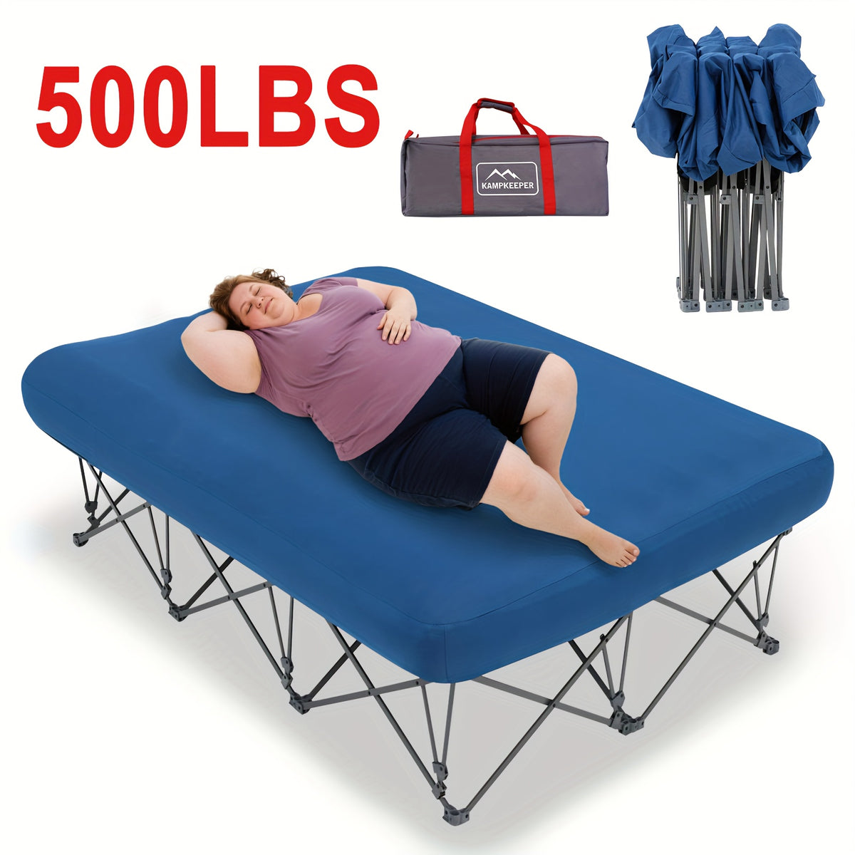 250/500LBS Extra Large capacity Heavy Duty Inflatable Bed with Carry Bag