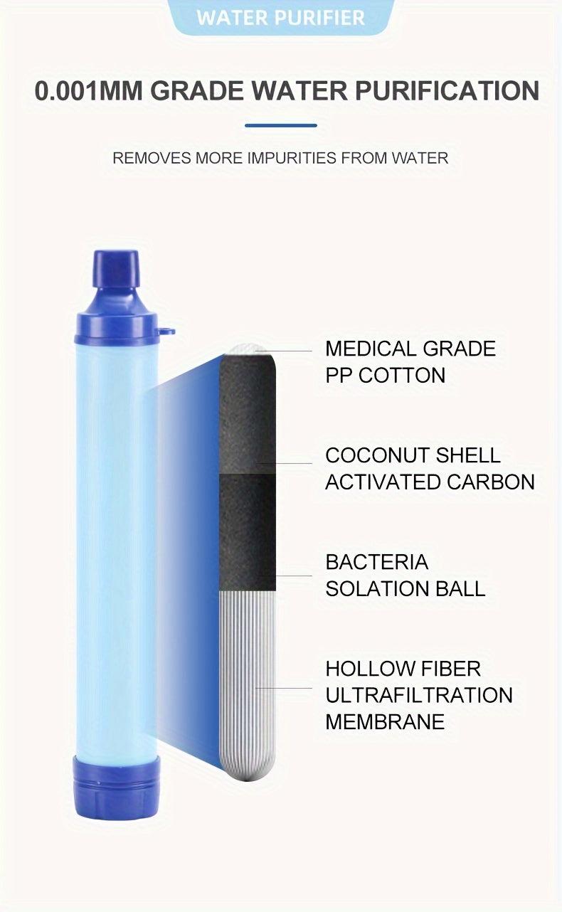 1pc Portable Outdoor Water Purifier Without/With Extend Straw