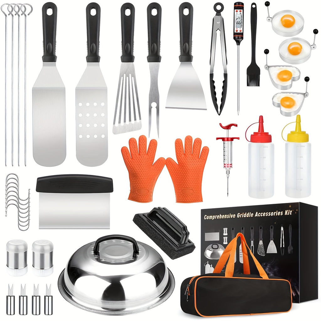 8pcs/39pcs  Griddle Accessory Set: Stainless Steel BBQ Tools