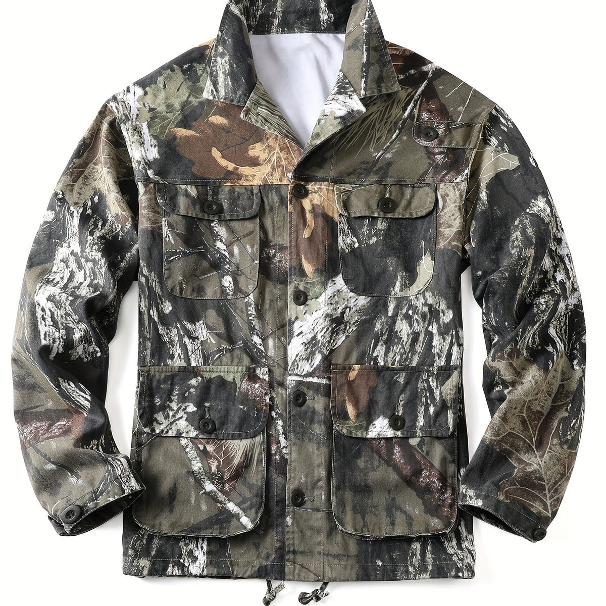 Men's Stylish Camo Cargo Windbreaker Jacket - Water-Resistant