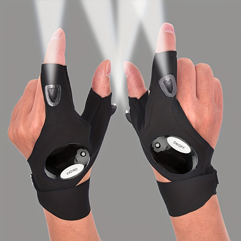 1/2pcs LED Flashlight Gloves - Hands-Free Lights for Camping