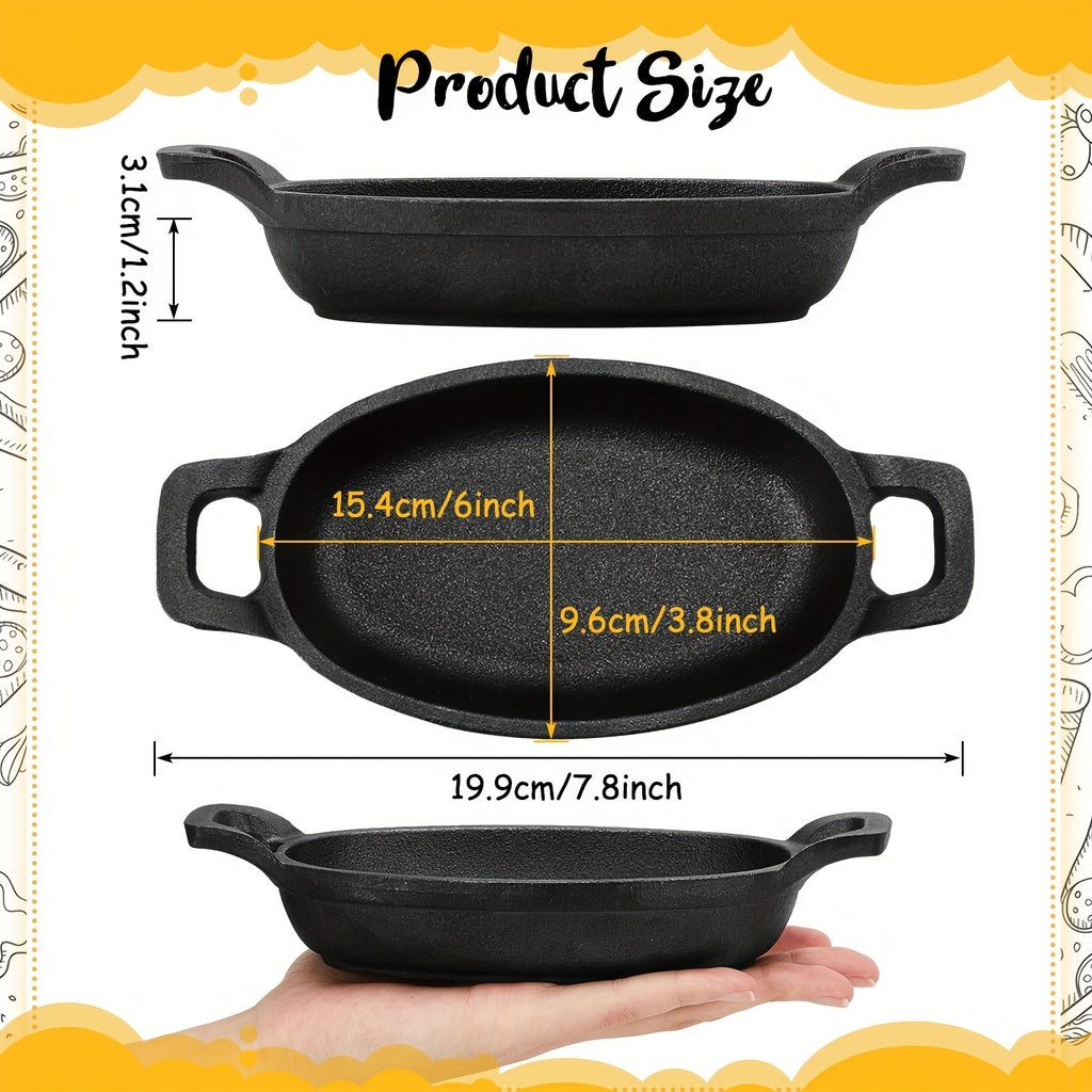 6pcs Mini Cast Iron Skillet 6 X 4''  8oz Single Serve