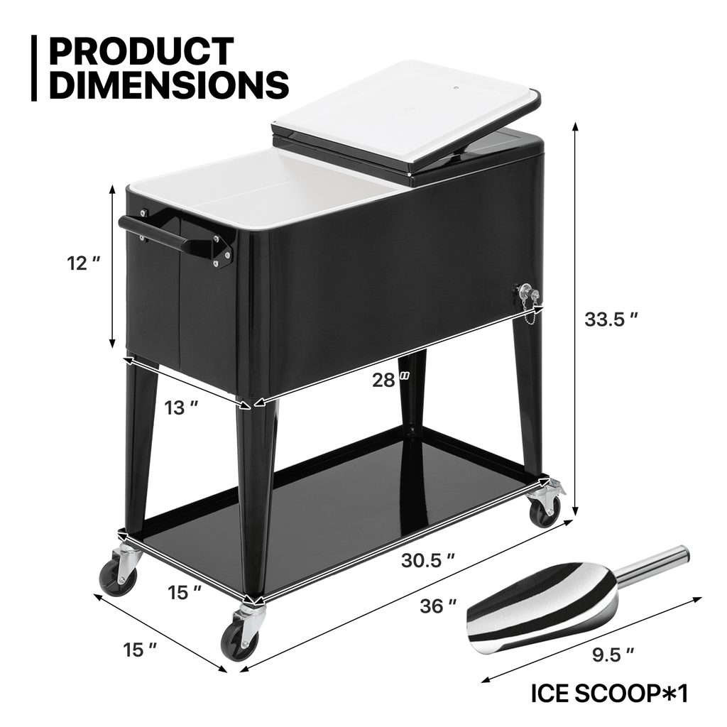 MADOG 80 Quart Rolling Ice Chest Cart