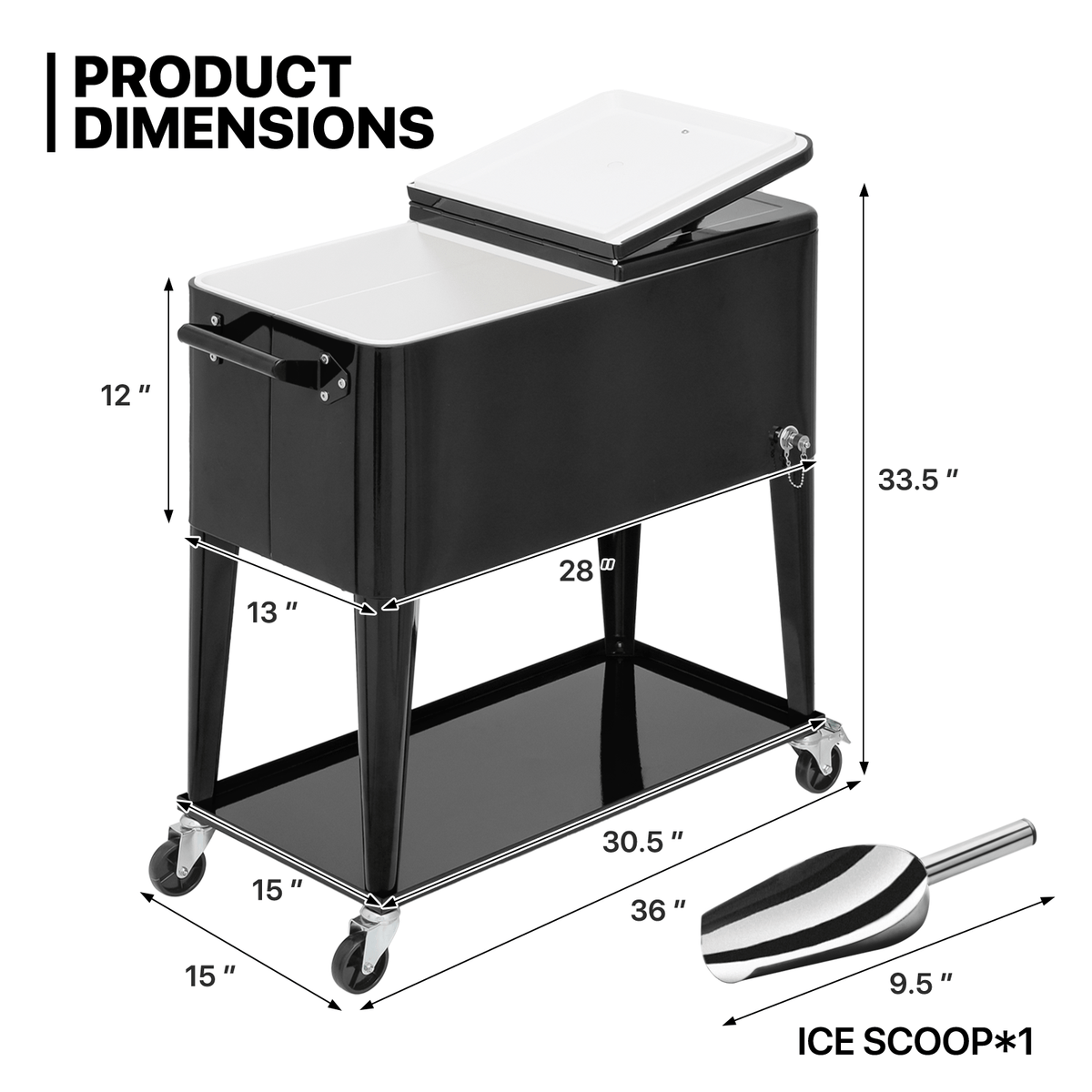 MADOG 80 Quart Rolling Ice Chest Cart