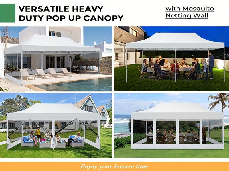 10x20ft Outdoor Canopy Tent with Sidewalls, Waterproof Canopy, Carry Bag with Wheels