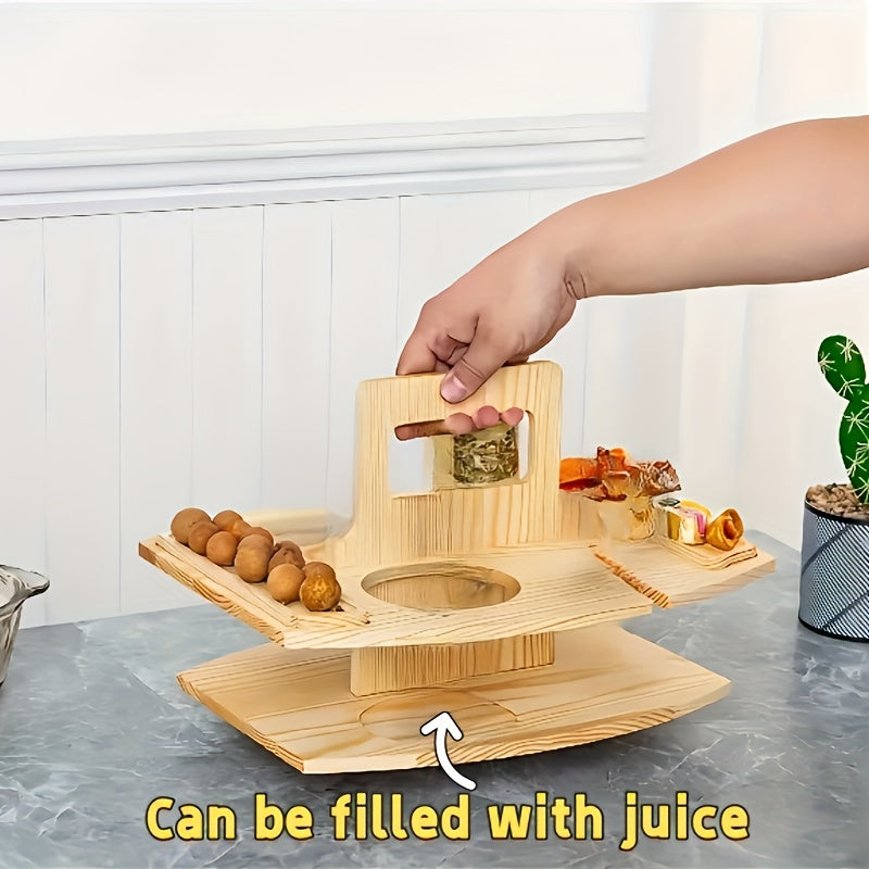 Spacious Wooden Snack Table with Wine Holder