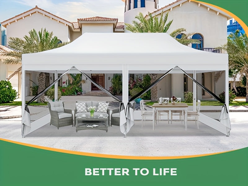 10x20ft Outdoor Canopy Tent with Sidewalls, Waterproof Canopy, Carry Bag with Wheels