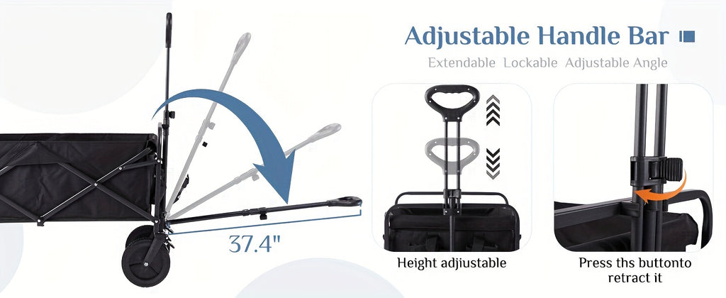 Collapsible Foldable Wagon Cart, Shopping, Camping with Big All-Terrain Wheels