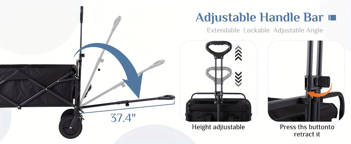 Collapsible Foldable Wagon Cart, Shopping, Camping with Big All-Terrain Wheels