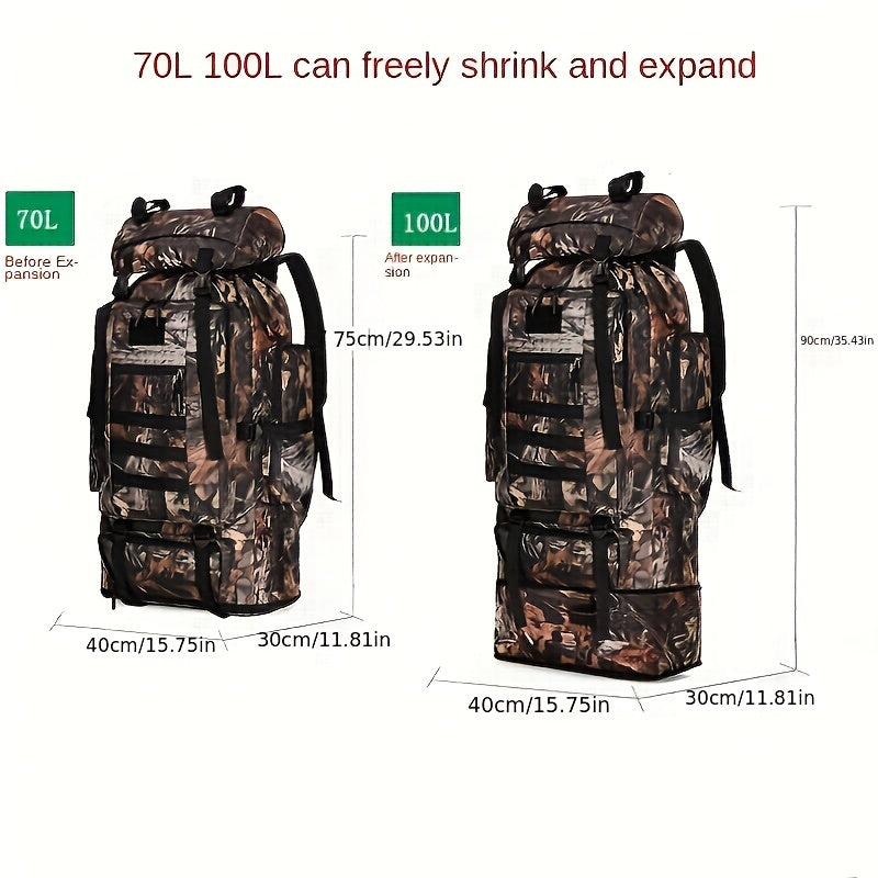 JUMAHE 18.5 gal-26.5 gal Expandable Hiking Backpack with Camouflage Print