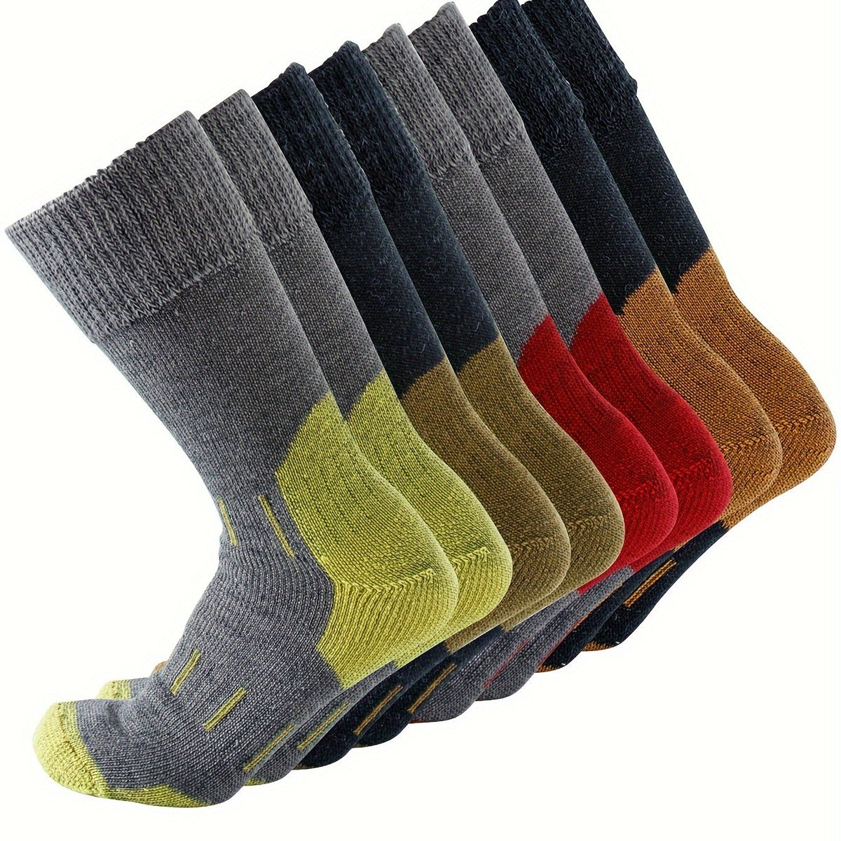 4pcs Men's Wool Wool Athletic Socks - Warm, Moisture-Wicking Mid-Calf Crew Socks