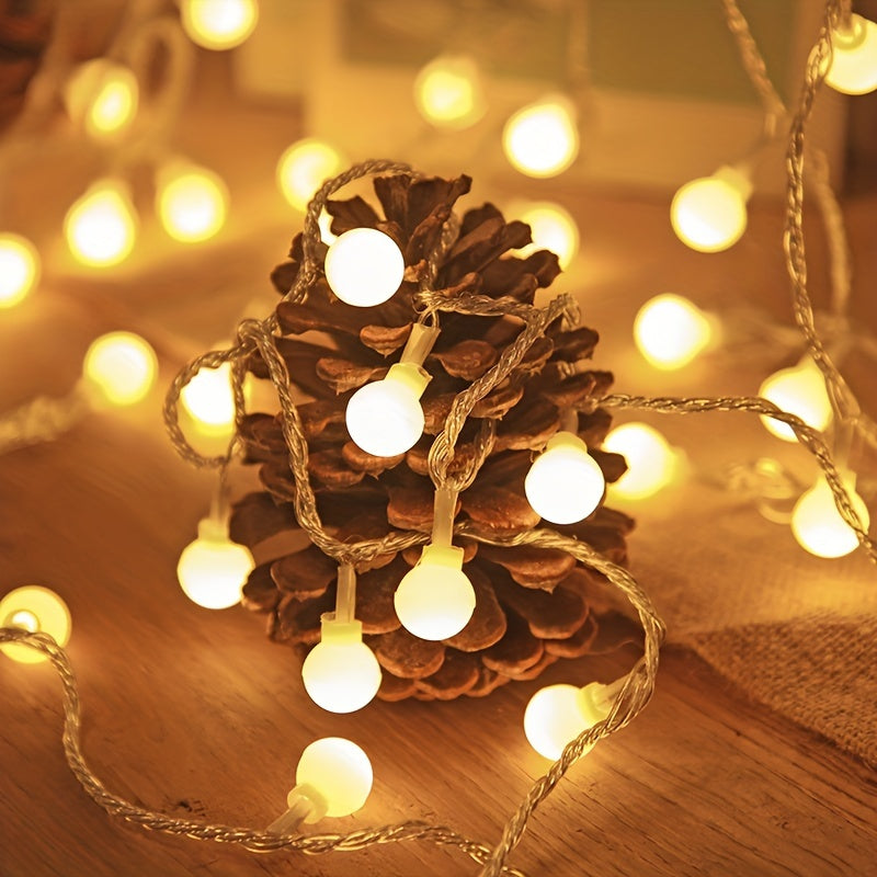 20/40/80 LED Warm White String Lights - Battery-Powered Round Globe Lights