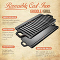 Heavy Duty Reversible Cast Iron Griddle Grill Pan - Double-Sided