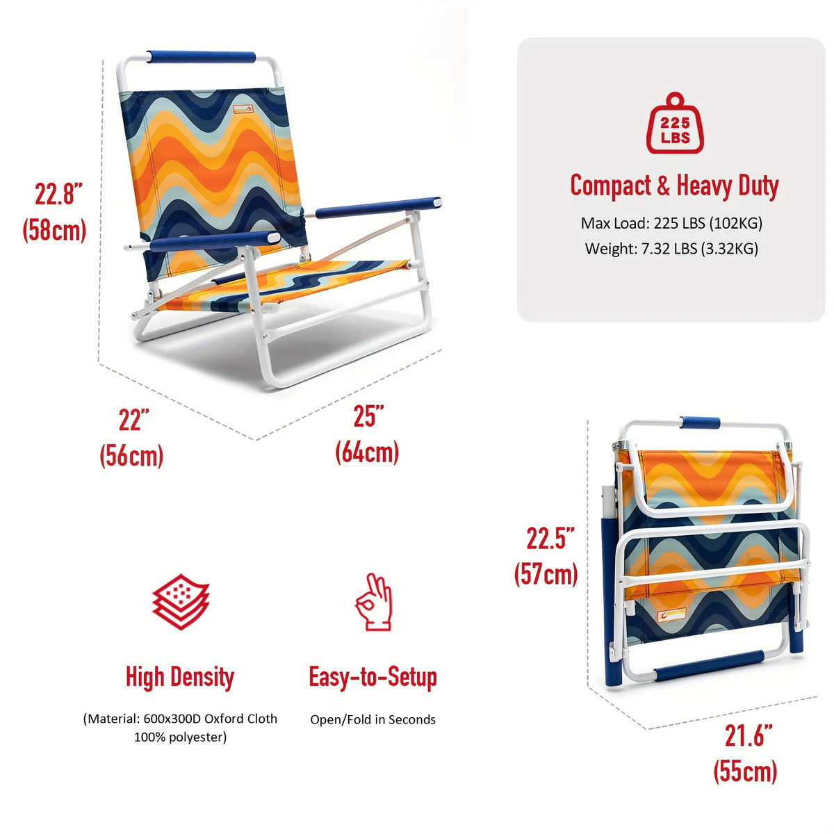 Low Folding Beach Chair Lightweight