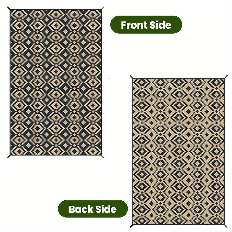 Outdoor Rug, Plastic Straw Reversible Mats Waterproof, Portable