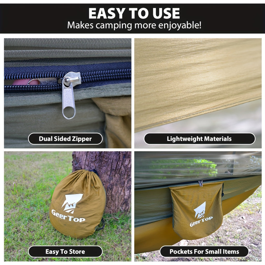 3-in-1 Outdoor Hammock | Double Sleep Rest Camping Hammock with Mosquito Net