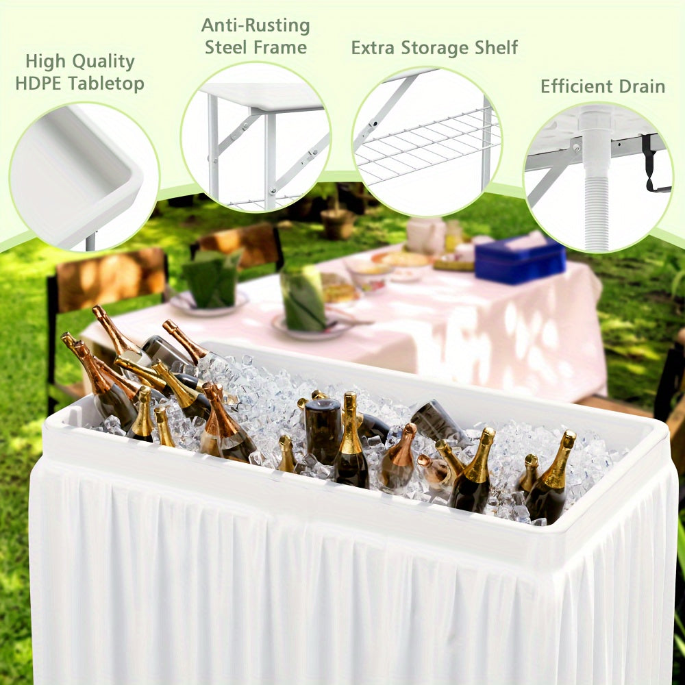 4 Foot Folding Ice Cooler Table With Drain