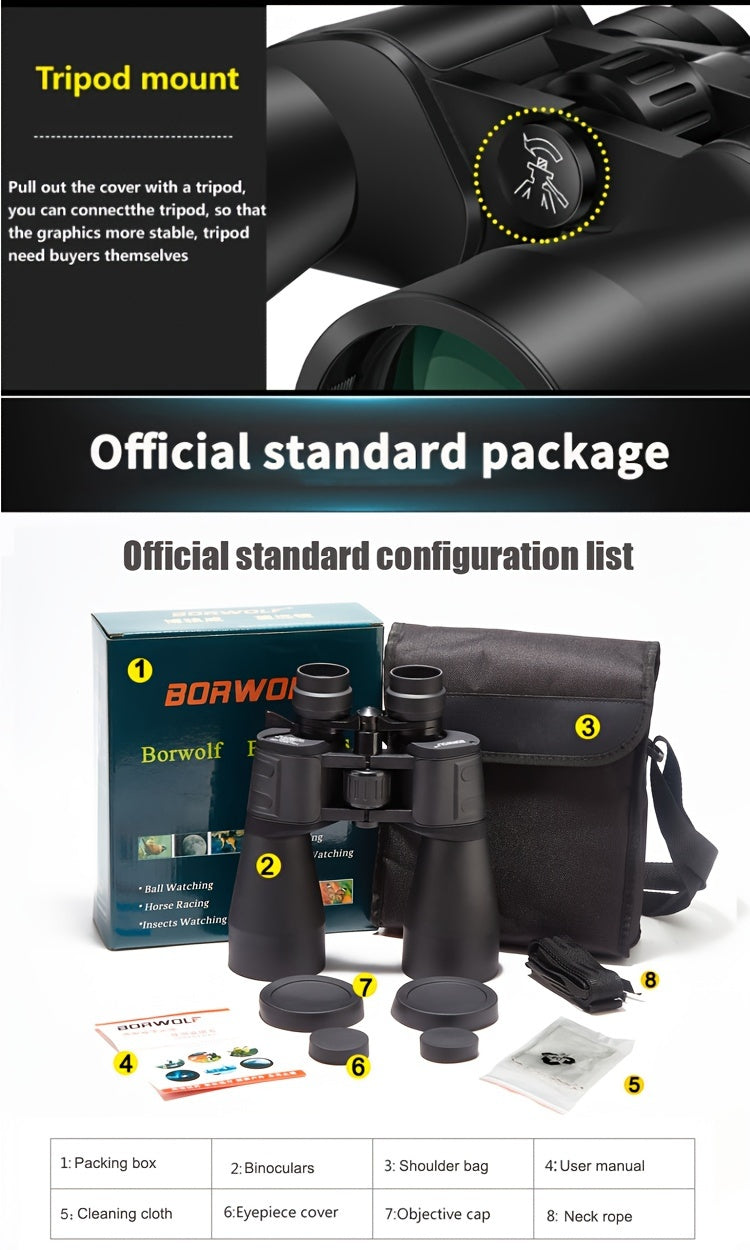 High Magnification Long Range Zoom Binoculars, HD Professional