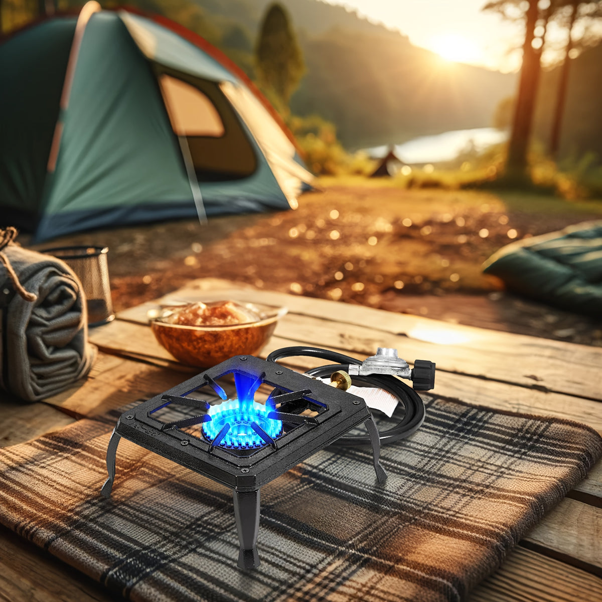 Deluxe Double Burner Flame Camping Stove - Portable, CSA Listed