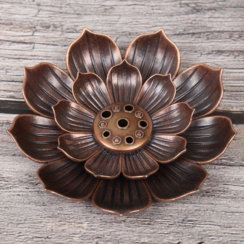 Alloy Incense Holder  Lotus Censer, Copper Golden Hollow Metal
