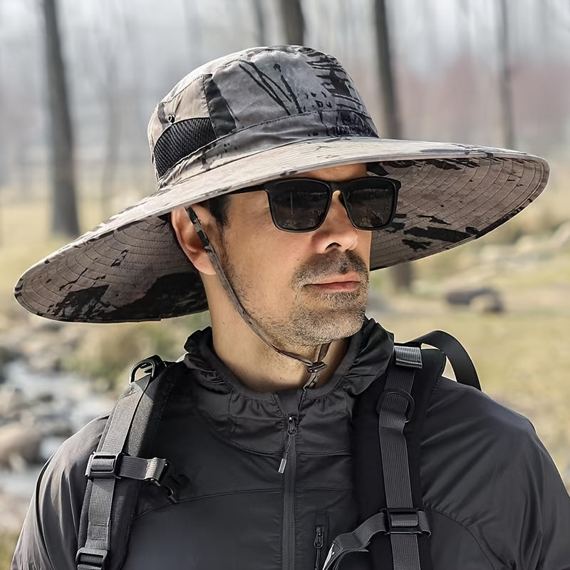 Premium Wide Brim Camo Fisherman Hat - Ultimate UV Protection, Breathable, Water-Resistant