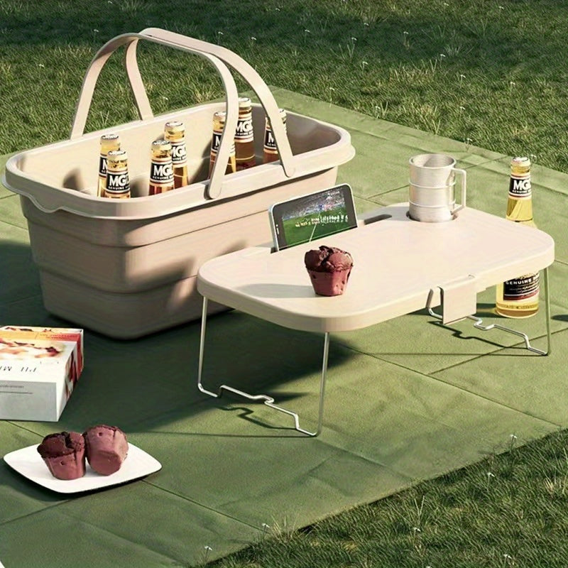 1pc, Heavy Duty Foldable Picnic Basket with Lid