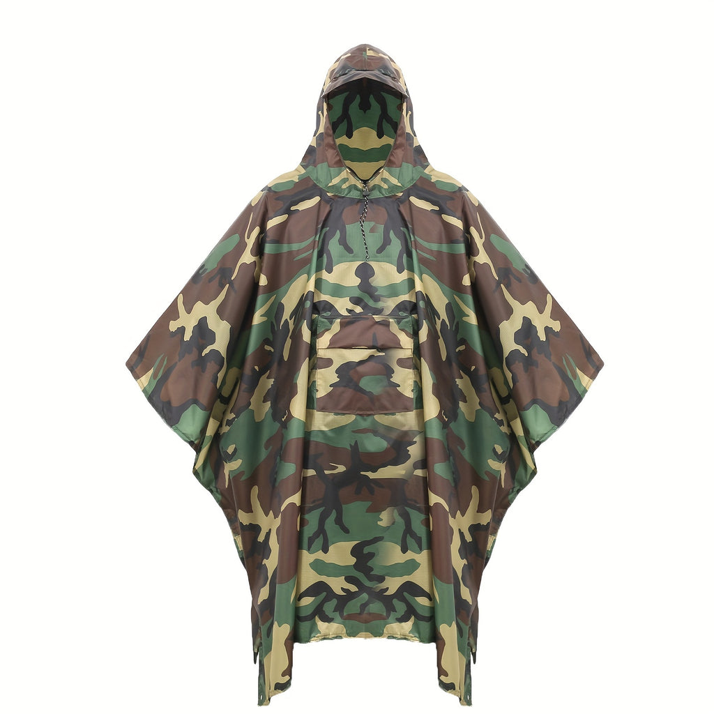 Camouflage Rain Poncho For Adults, Raincoat For Camping Hiking Walking