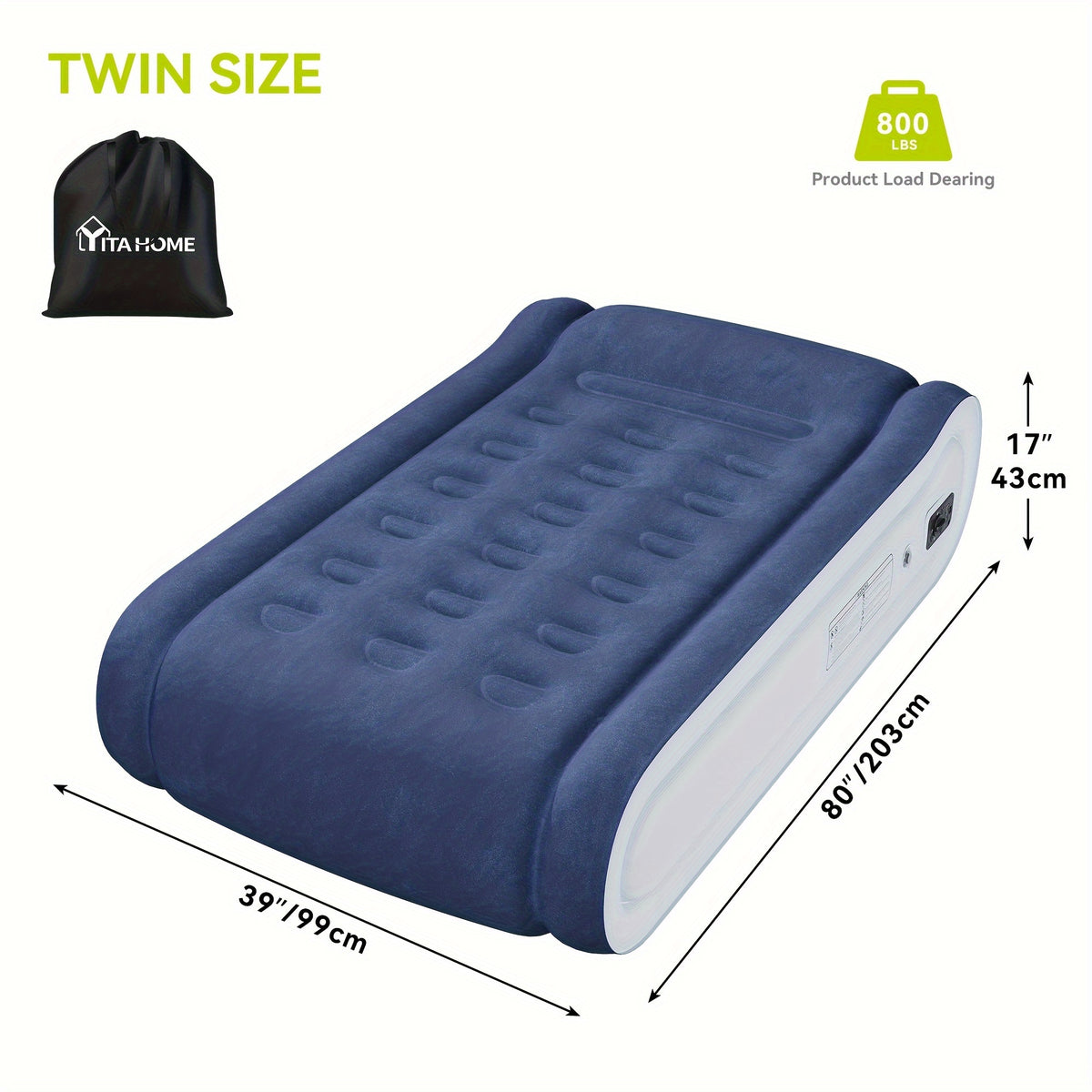 Yarsca Twin Air Mattress with Integrated Pillow