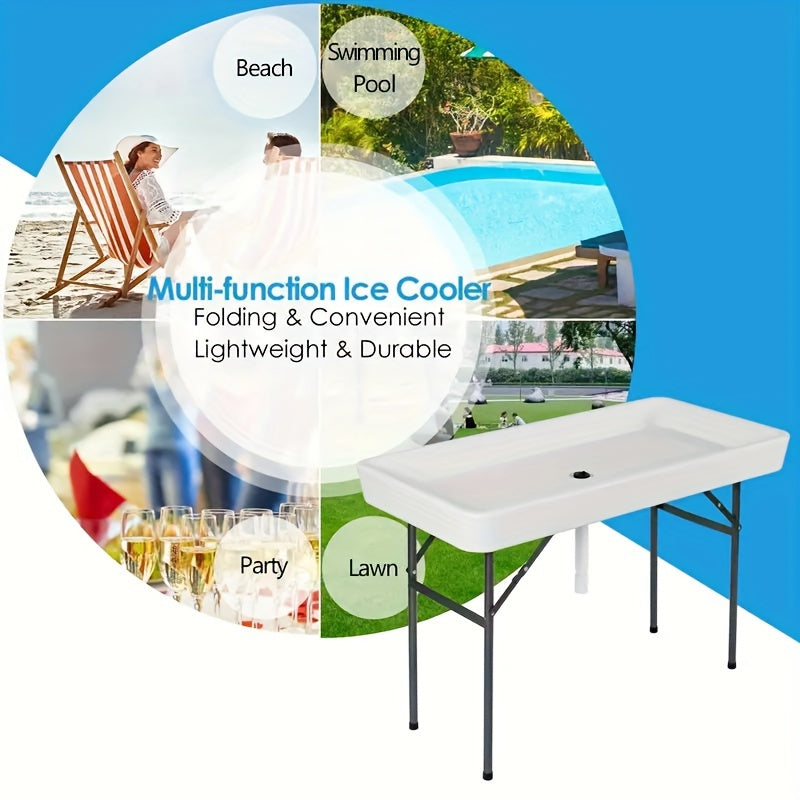 4 Foot Folding Ice Cooler Table With Drain