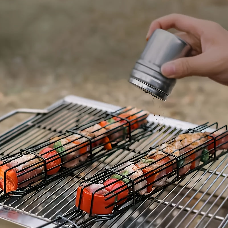 4PC Stainless Steel BBQ Grill Basket, Portable Nonstick