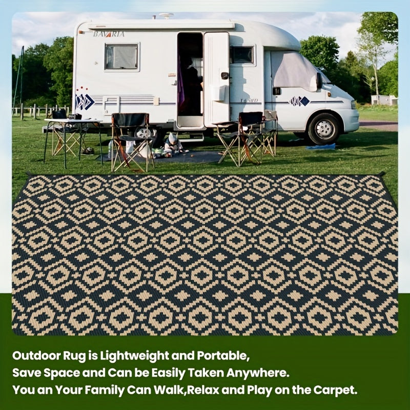 Outdoor Rug, Plastic Straw Reversible Mats Waterproof, Portable