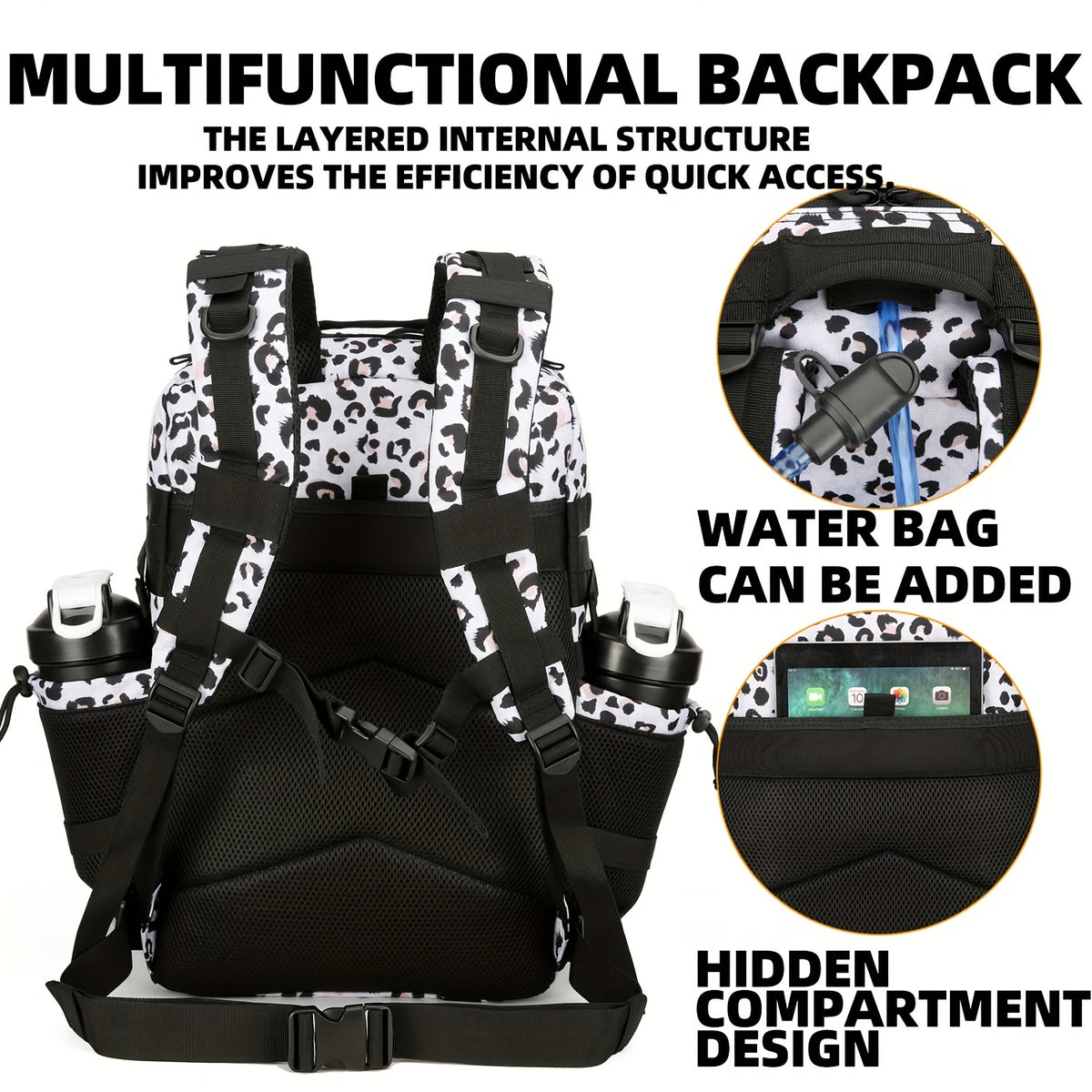 25L Large Capacity Rucksack Backpack - Water-Resistant