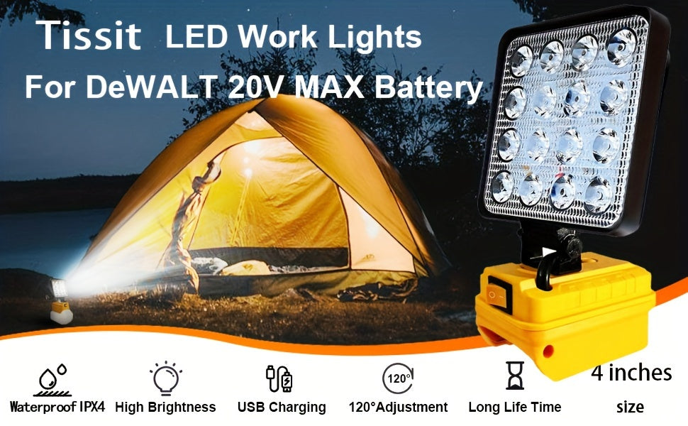 LED Work Light For DeWALT 20V MAX Battery, 90W 5400LM/60W 4500LM/48W 3800LM