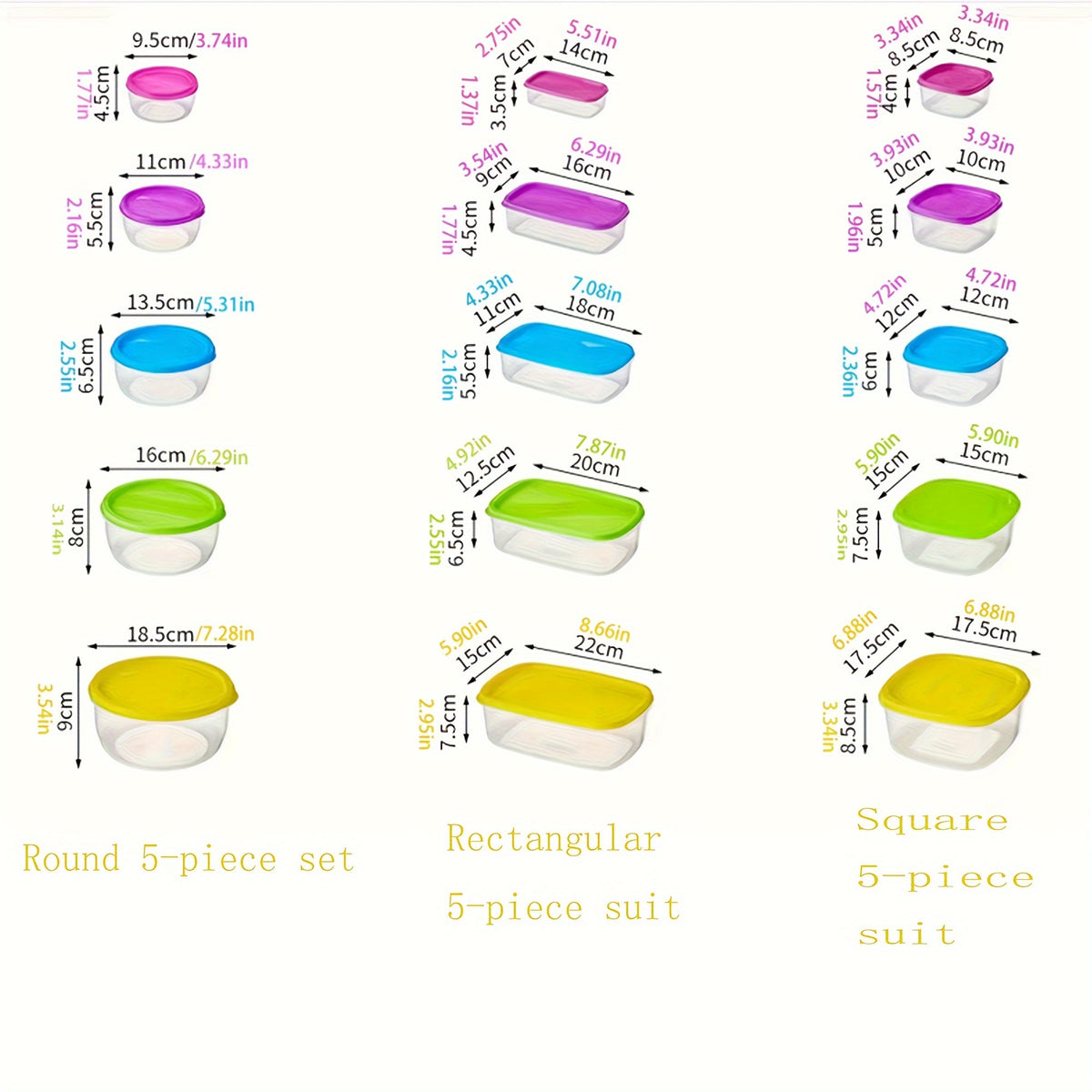 Fresh-keeping Box 4/5/6pcs Set with Lid Food Storage Container
