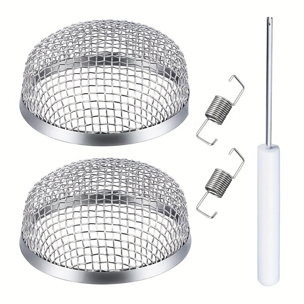 2pcs Stainless Steel RV Furnace Vent Screen With Installation Tool