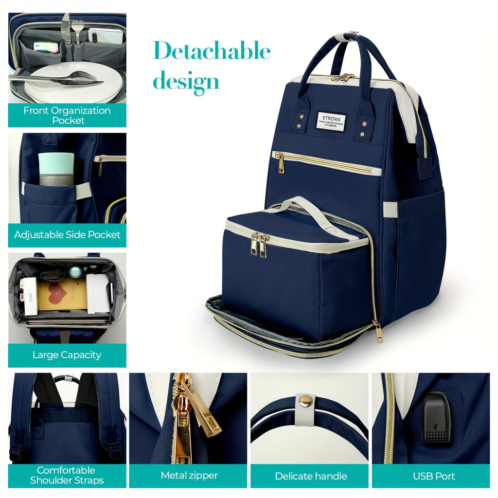 Lunch Backpack, Stylish Nurse, Teacher Work Bag With Insulated Cooler Lunch Box