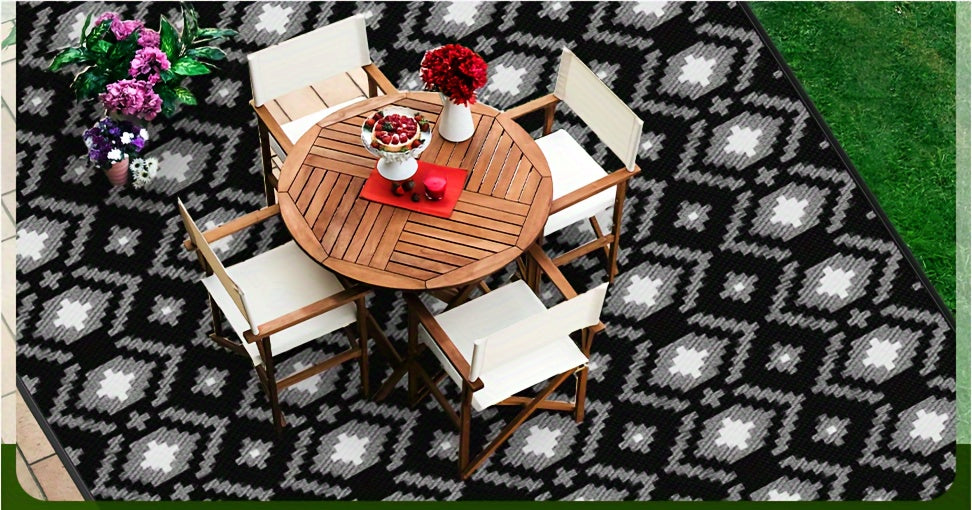Outdoor Rug, Plastic Straw Reversible Mats Waterproof, Portable