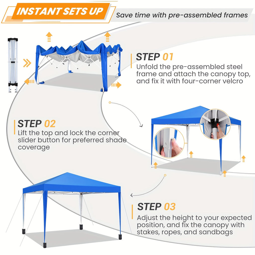 10x10 Ez Pop Up Canopy Tent, UPF 50+ Waterproof