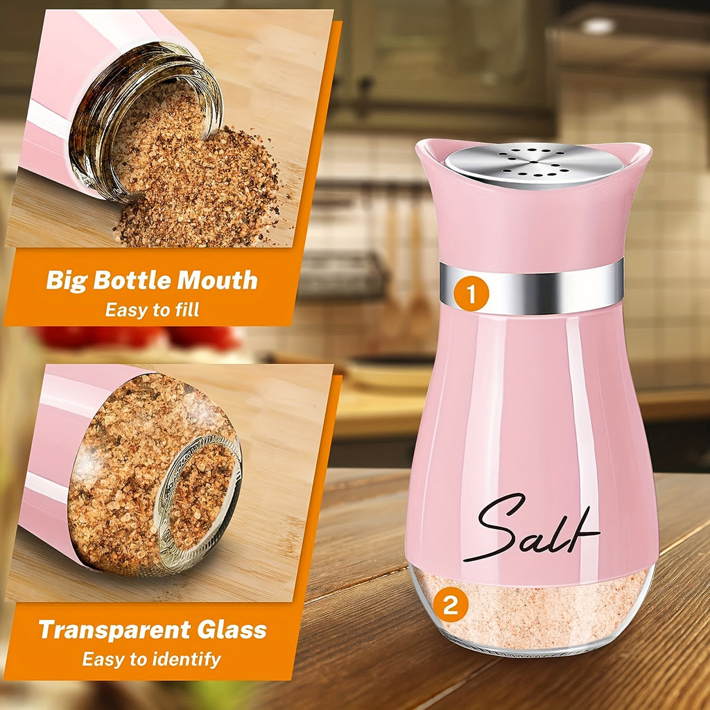 Salt And Pepper Shaker Set, 4-Ounce Glass Bottom