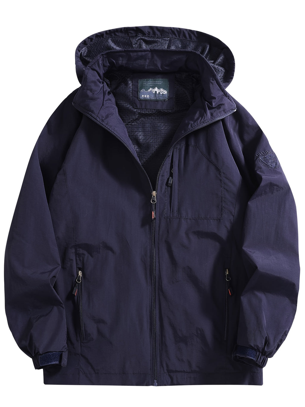 Men's Casual Zipper Pockets Detachable Hooded Windbreaker Jacket, Waterproof