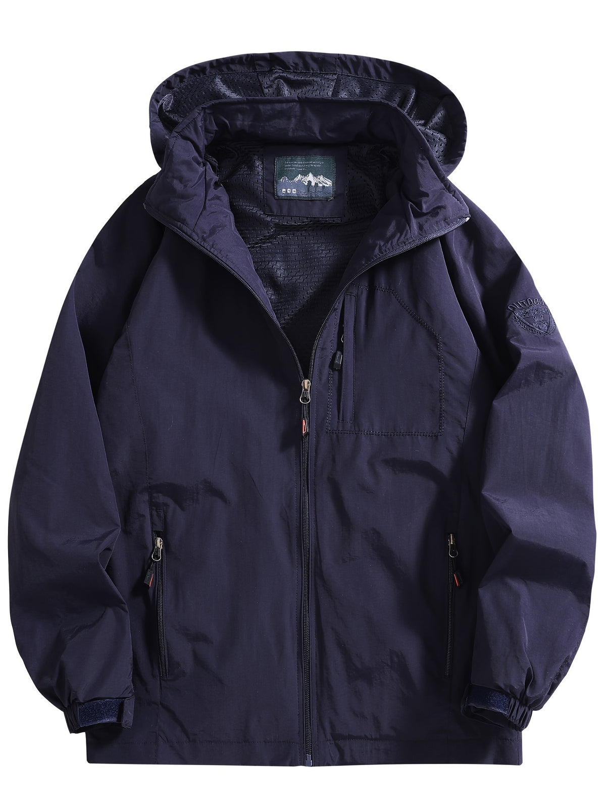 Men's Casual Zipper Pockets Detachable Hooded Windbreaker Jacket, Waterproof