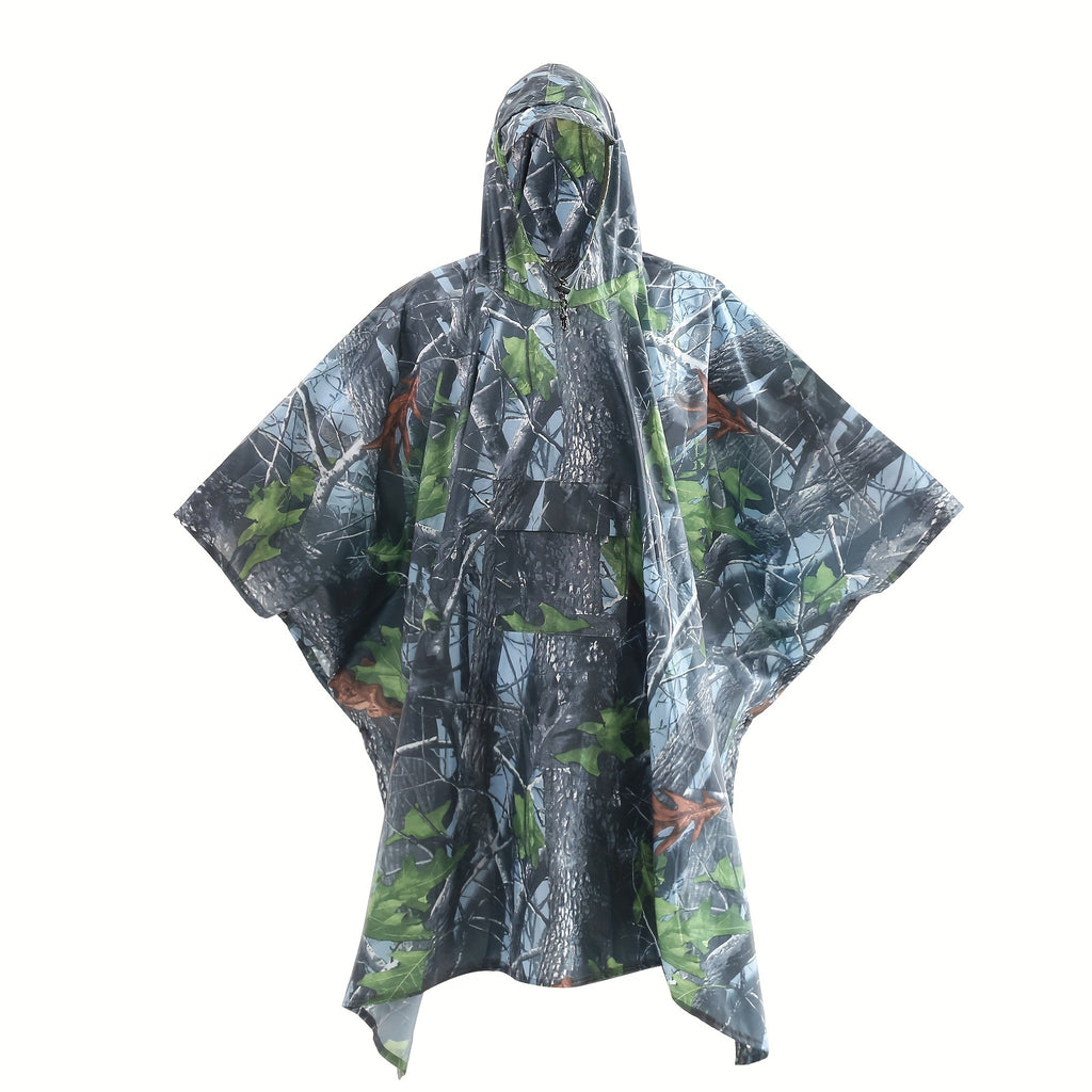 Camouflage Rain Poncho For Adults, Raincoat For Camping Hiking Walking