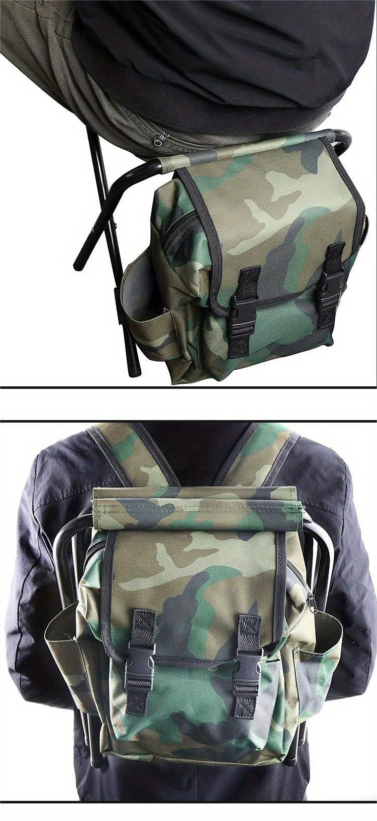 1pc Folding 2 in 1 Camping Chair Backpack