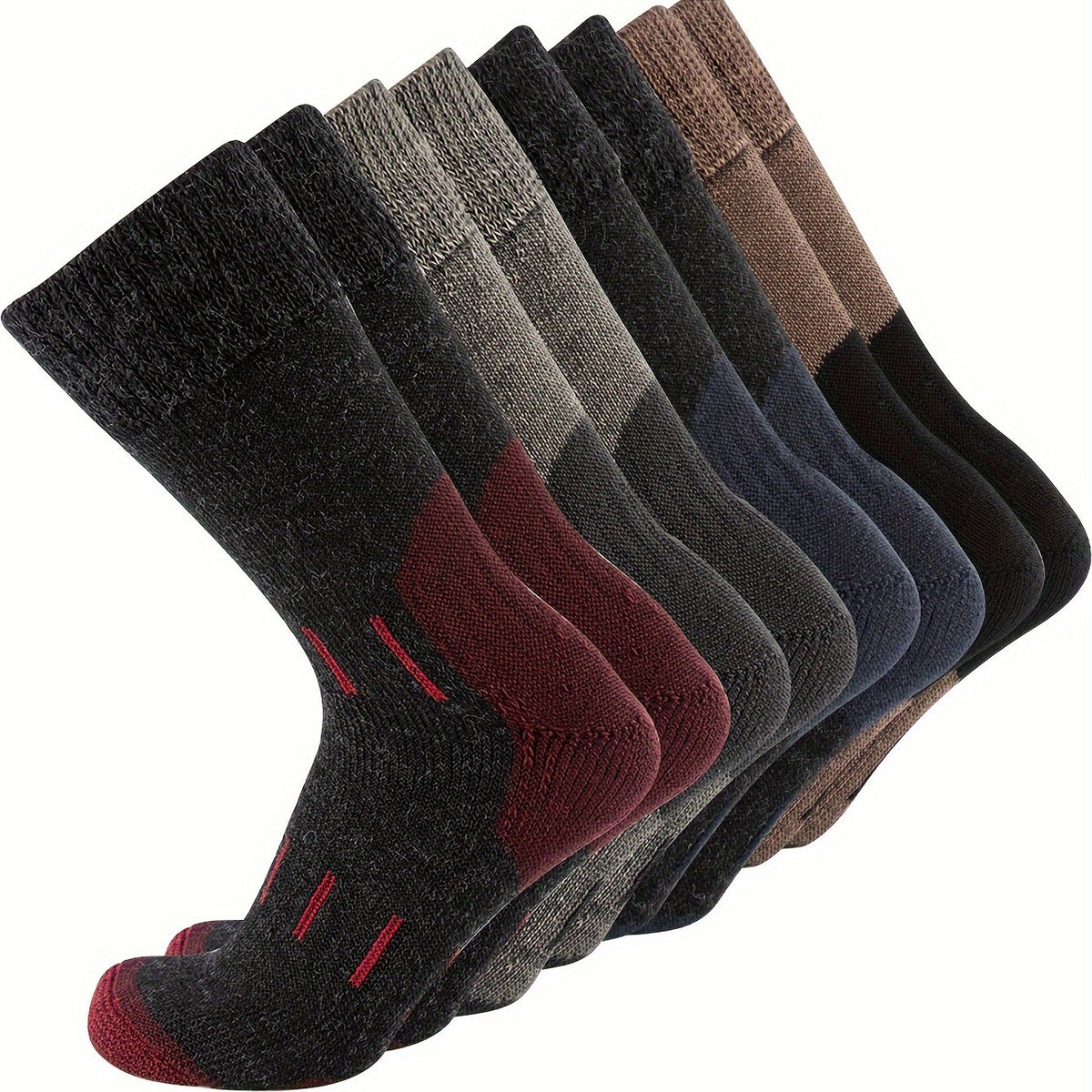 4pcs Men's Wool Wool Athletic Socks - Warm, Moisture-Wicking Mid-Calf Crew Socks