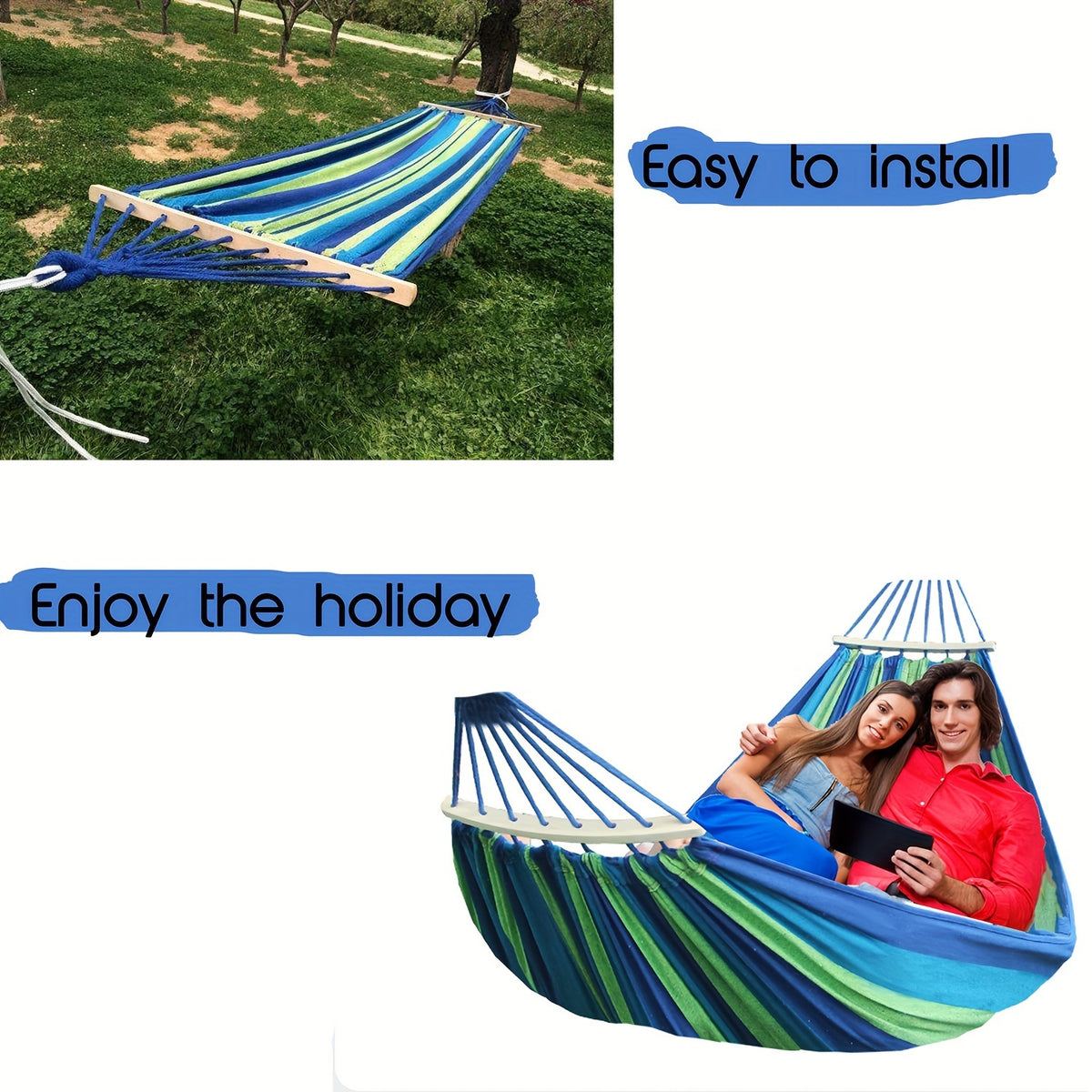 2.8*1.5M Thickened Fabric Curved Stick Anti-rollover Hammock