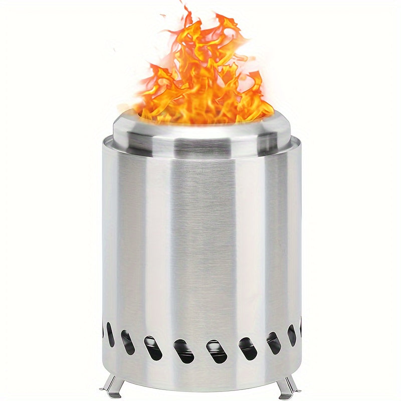 Portable Smokeless Fire Pit - Stainless Steel Wood Burning Fireplace with Removable Ash Pan, Travel Bag, and Stand for Camping and Backyard (5.5inch)