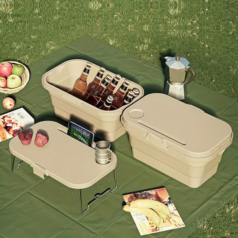 1pc, Heavy Duty Foldable Picnic Basket with Lid