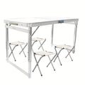 4-Person Portable Folding Picnic Table Set - Aluminum, Lightweight, Height Adjustable