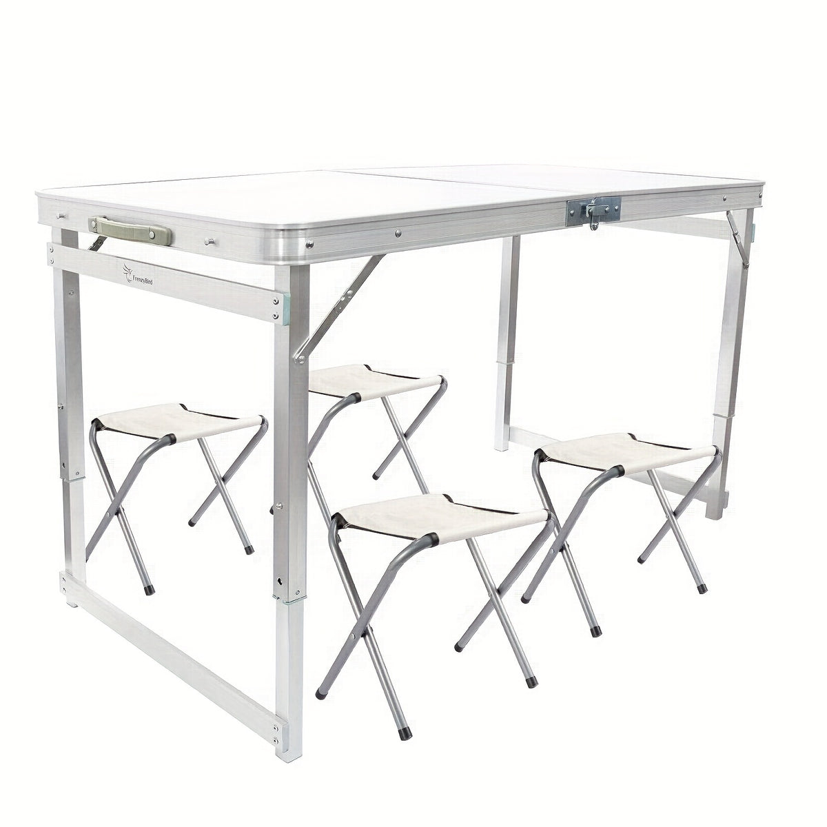 4-Person Portable Folding Picnic Table Set - Aluminum, Lightweight, Height Adjustable